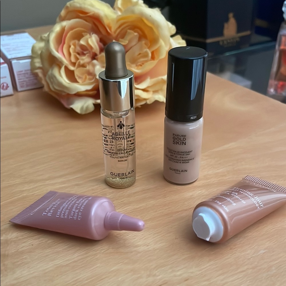 GUERLAIN Youth Oil, Parure Gold, Clarins serums mini